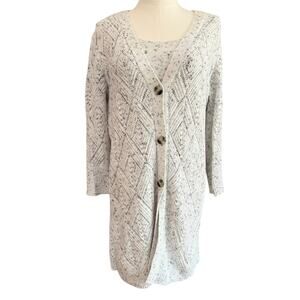 J. Jill 2 Piece Sweater Set Small Cardigan Tank Knit Neutral Layering Outfit